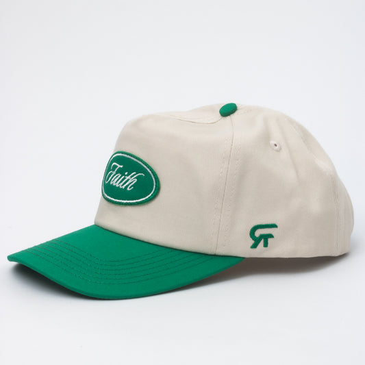 Faith Oval Patch Hat (Unstructured) - Off White/Green