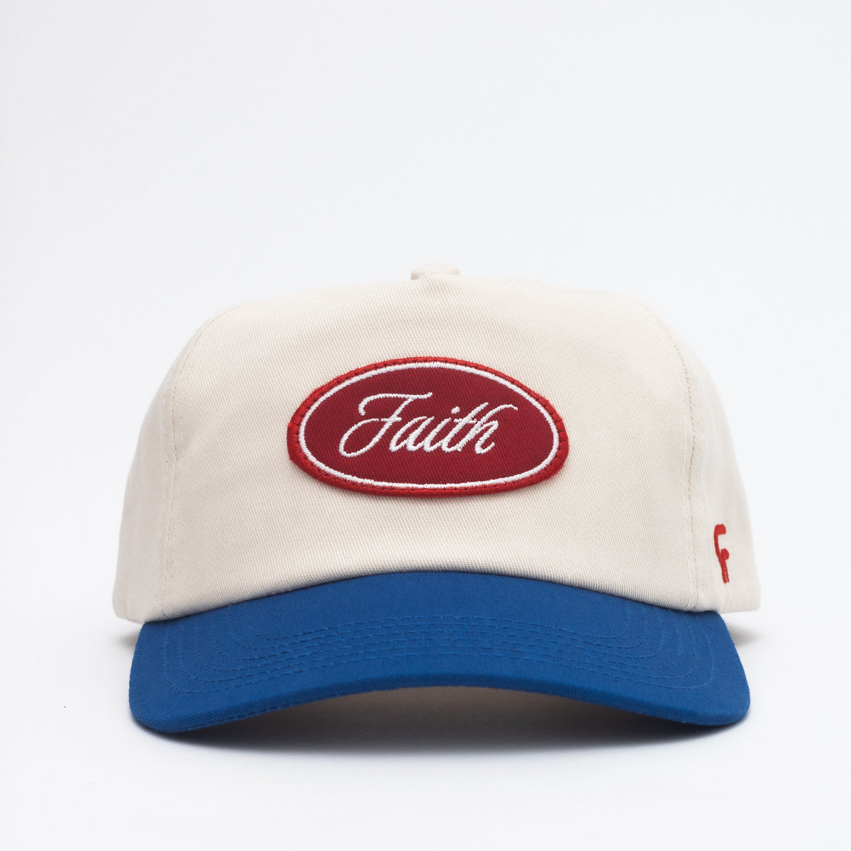 Faith Oval Patch Hat (Unstructured) - Off White/Blue